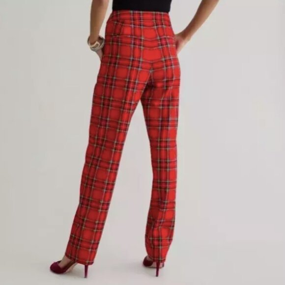 J.Crew Kate Straight-Leg Pant In Good Tidings Red Tartan Plaid Wool Blend - Picture 6 of 14
